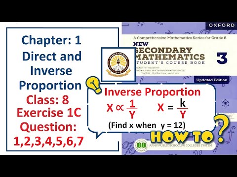 Exercise 1C Questions 1, 2, 3, 4, 5, 6, 7,  – (Inverse proportion)  Solution – APS Math Class 8.