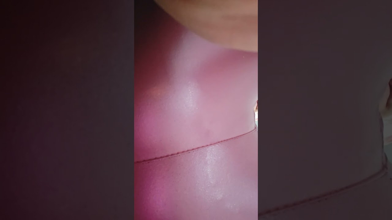Farting in dark red leather leggings