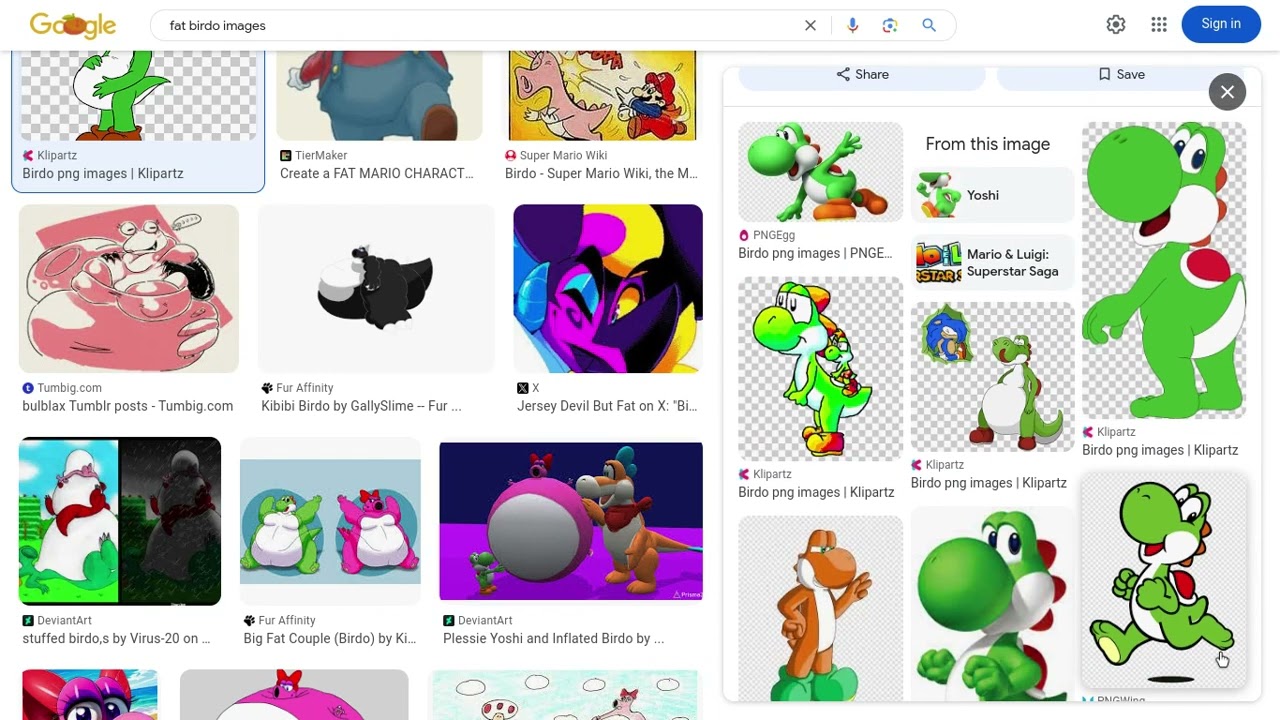 FAT BIRDO, YOSHI BELLY, YOSHI FEET, YOSHI INFLATION, PLESSIE INFLATION, & DIG DUG INFLATION IMAGES!