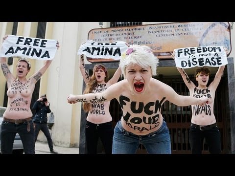 Femen targets Islam in bare-breast Brussels protest