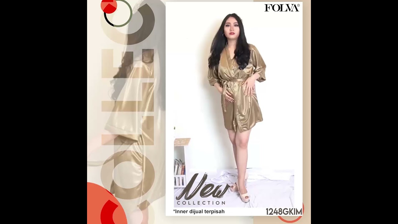 FOLVA kimono baju tidur satin 1248GKIM gold all size