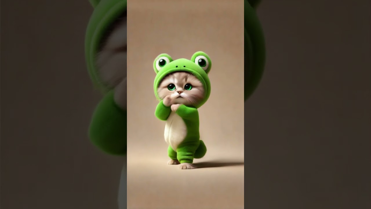Frog Cat dancing #cat #dancingcat #petdance #dancingpet #catdancer #dance #funny