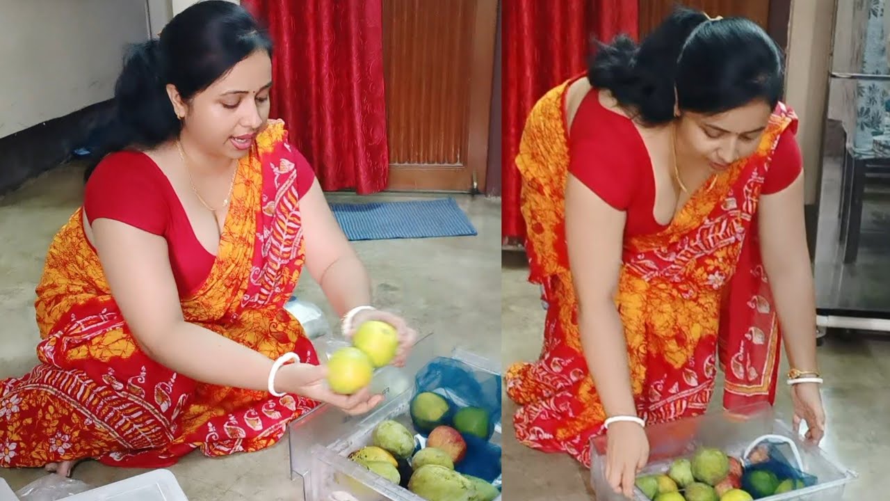 Fruits organization in fridge 🥭🍌🍎🍏🍇