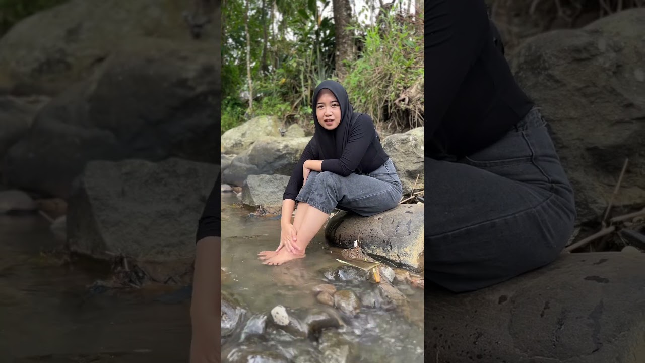 Gadis desa mandi di sungai #fyp #gadisdesa #pedesaan