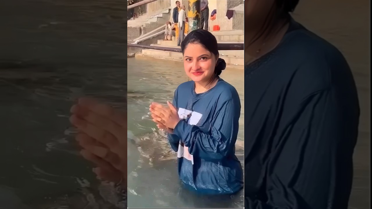 🌸Ganga bath: snan day in ganga 🌻🌷 #ganga #bathing #ritual #viralshorts