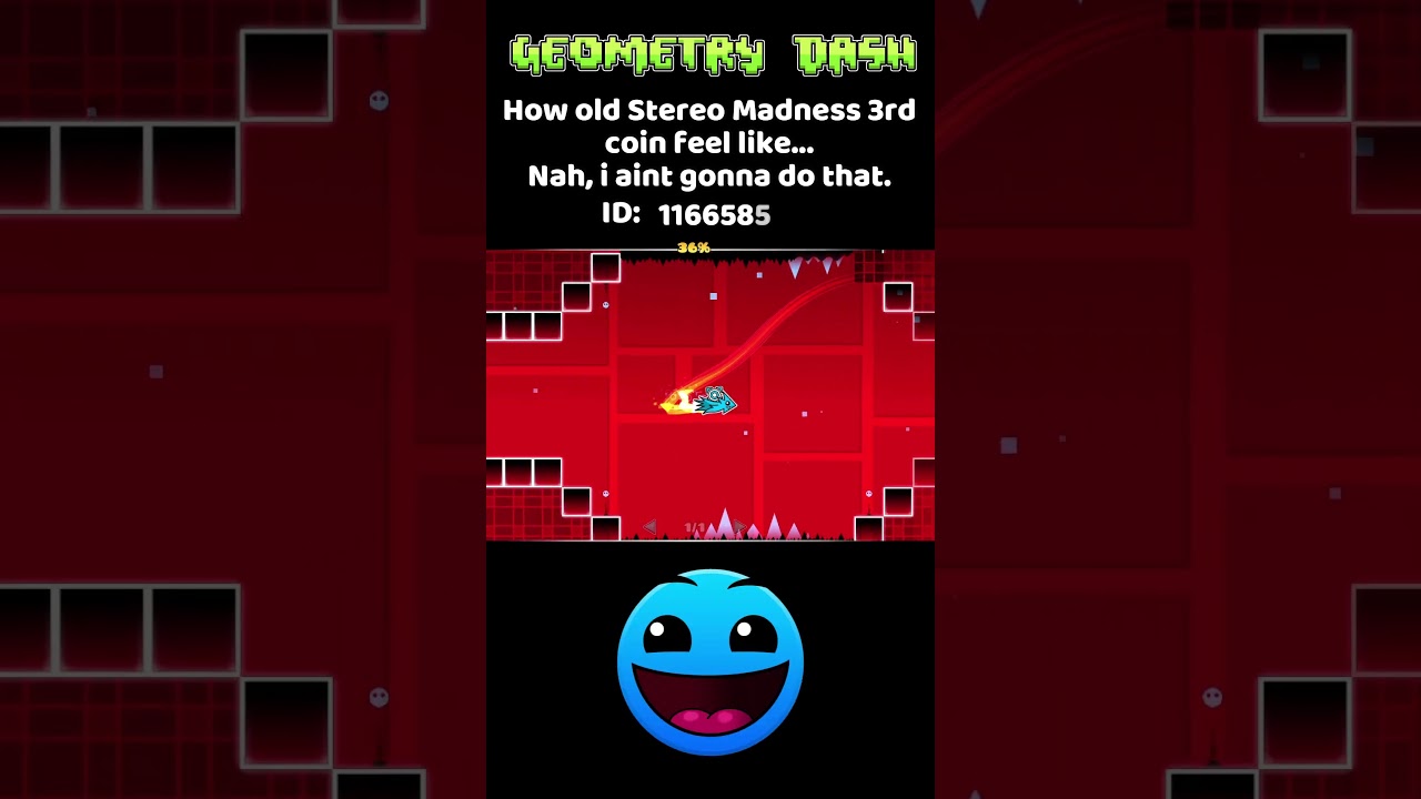 Geometry Dash: Stereo Madness Old 3rd Coin Is...