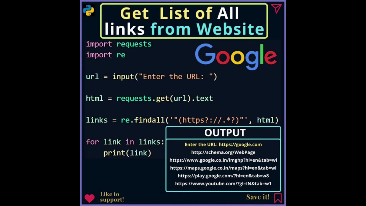get list of all links from website #python #coding  #artificialintelligence
