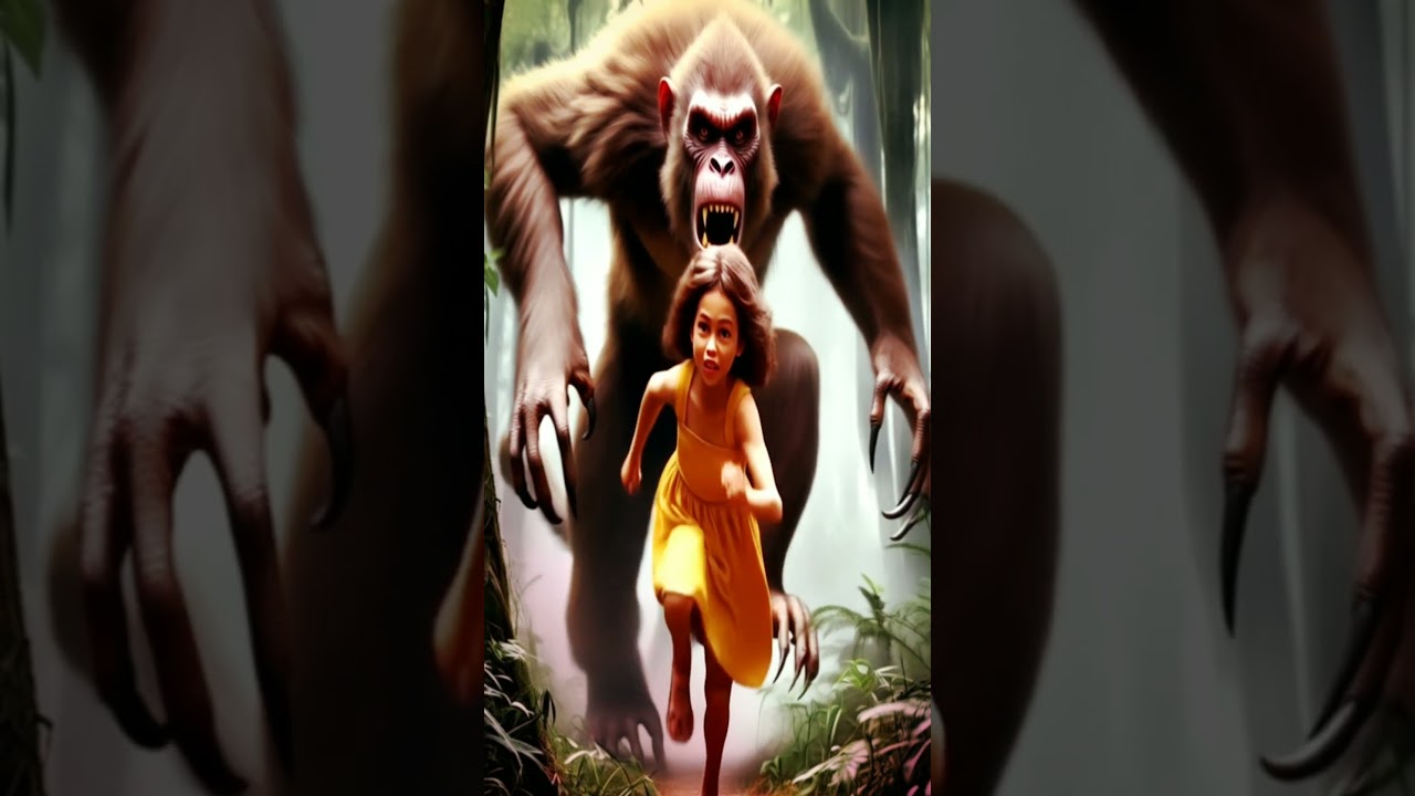 giant ape monster chasing girl #shorts #shortsfeed #shortvideo #shortsvideo #ai