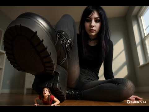 Giantess girl crushes shrunken person under her shoe