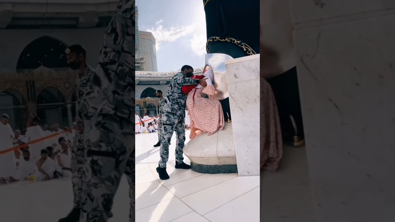 girl kissing hajar aswad#madina #makkah #saudiaarbia #naat#newnaatsharif2025
