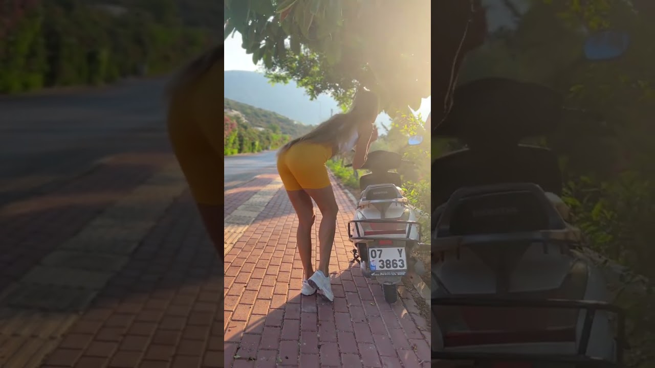 Girl with a moped