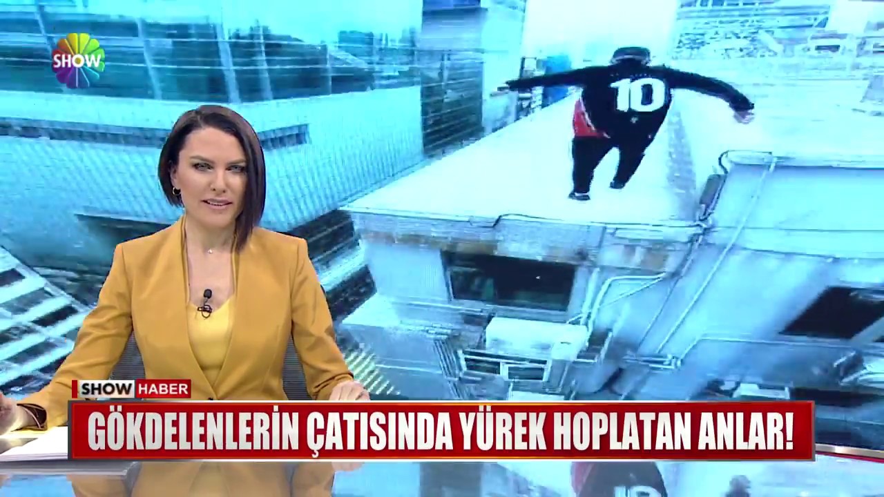 Gökdelenlerin çatısında yürek hoplatan anlar!
