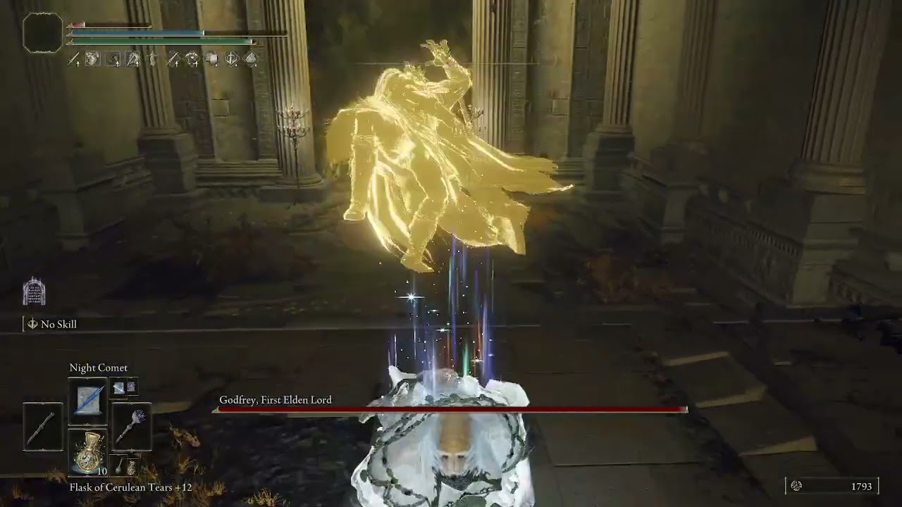 Godfrey first elden lord (hitless) mage NG+