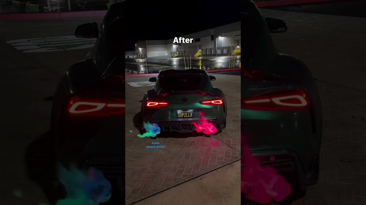 Green and Red Flames?! 😳 A90 Supra + Valvetronic Designs Exhaust x Dragons Breath #bmw #supra #cars