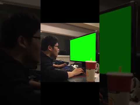 Guy Punches Monitor - Green Screen