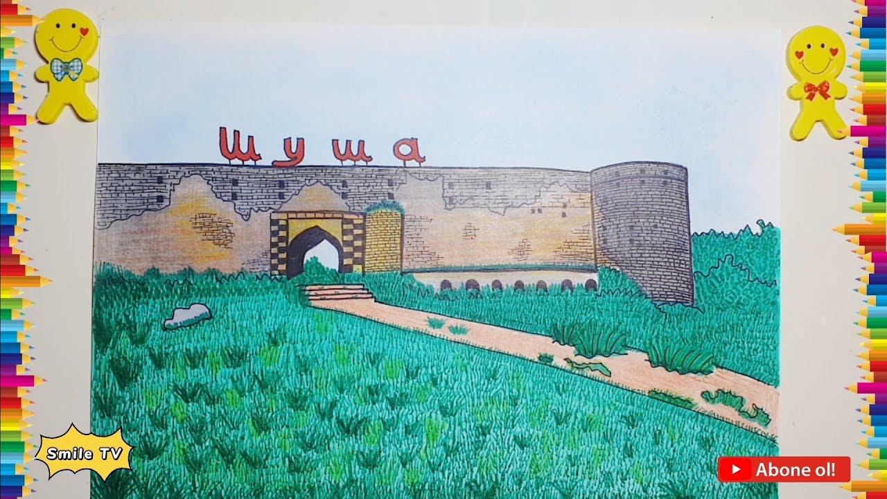 GÖZƏL MƏNZƏRƏLİ ŞUŞA QALASI SEKLİ CEKMEK \ ASAN SUSA QALASİ CEKMEK \ SEKİL CEKMEYİ OYRENEK \ rəsm