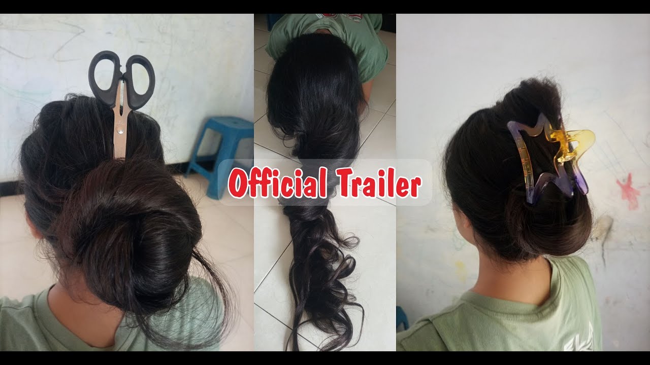 HAIRPLAY PLUS | Playing with long hair as long as a foot with scissors, hair is stepped on the floor