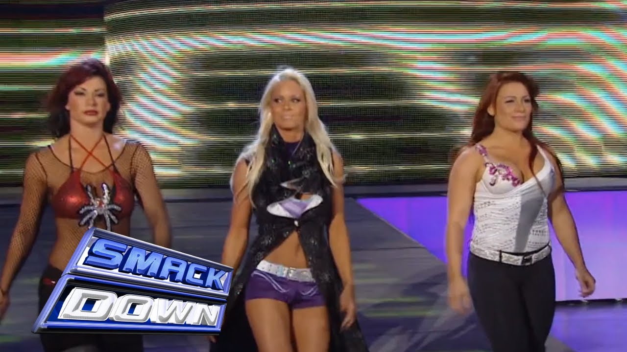 (HD) WWE Smackdown: September 12, 2008 - Victoria, Natalya & Maryse vs. Michelle, Maria & Brie Bella