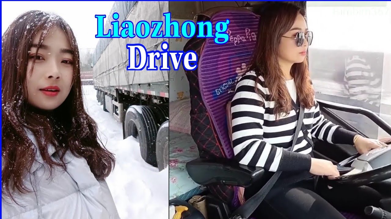Heavy snowfall in winter, hard work for beautiful truck driver Liaozhong