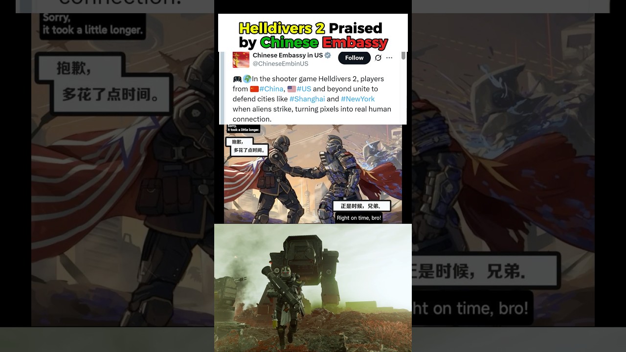 Helldivers 2 Praised by Chinese Embassy
