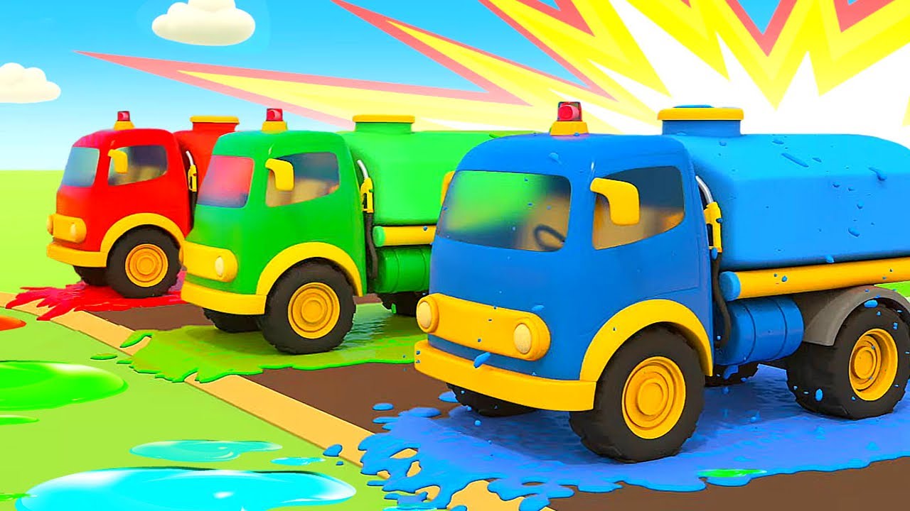 Helper Cars & the colored fuel trucks for kids. Racing cars. NEW episodes of car cartoons for kids.