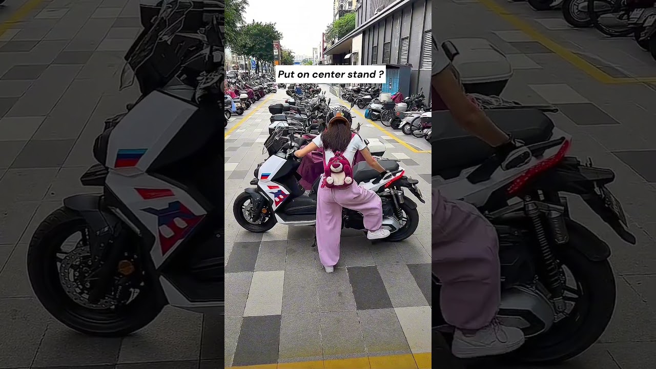 Her secret parking trick 😂 #viral #funny #motovlog #trending #top #motorcycle # #bikelover #shorts
