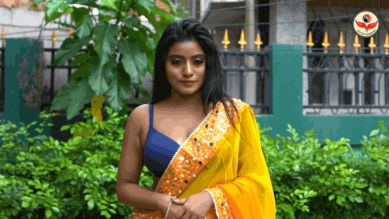 High Fashion Shoot Concept | Yellow Saree Girl In Garden | Sneha | MD Entertainment | Fashion Vlog