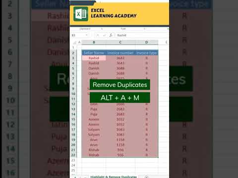 Highlight & Remove Duplicates in excel