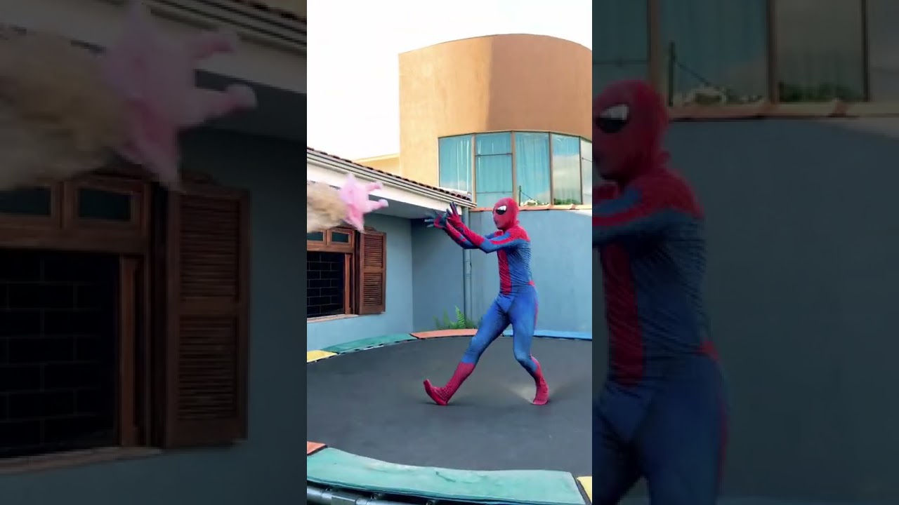 Homem aranha virando mortal - cama elástica