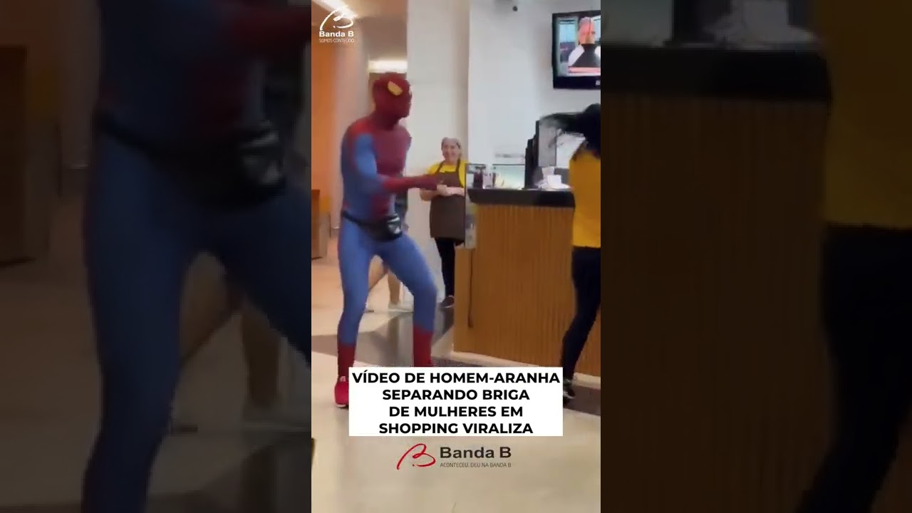 Homem-aranha separa briga de mulheres em shopping e vídeo viraliza #shorts