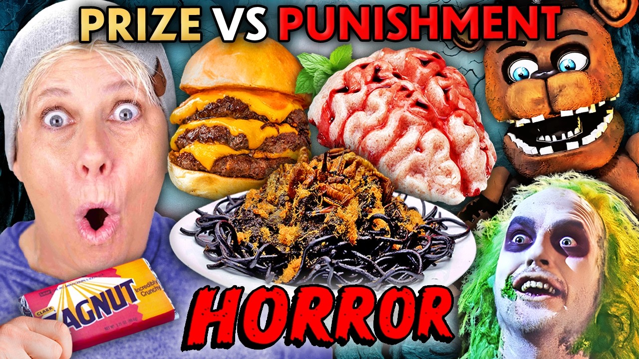 Horror Movie Prize Vs. Punishment Roulette! | People vs Food