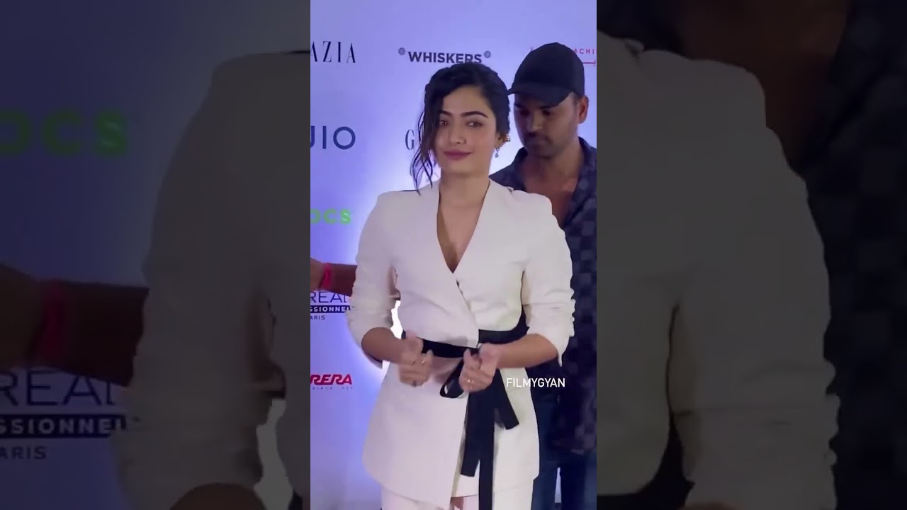 hot actress rashmika mandana looks sexy in bold dress #viral #navel #bikini #oops #beach (2)