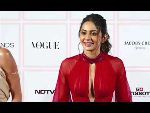 hot rakul preet singh down blouse gown oops moment videos songs