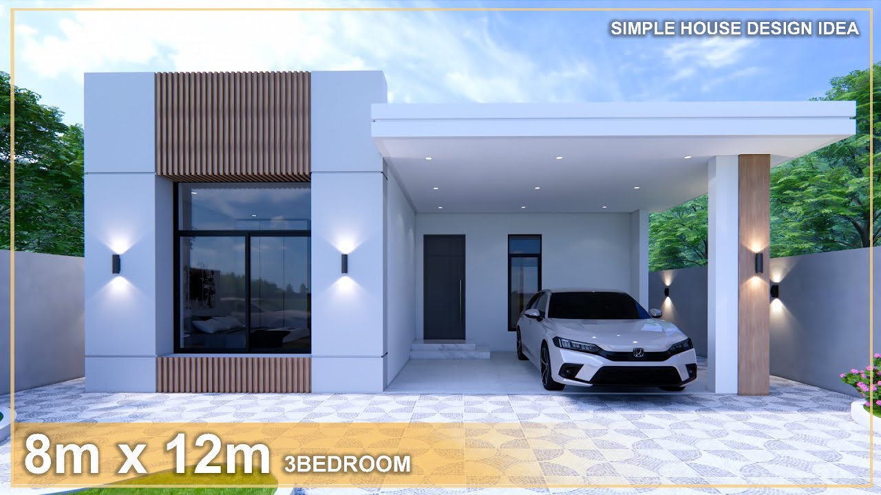 House design idea | 8m x 12m (96sqm) | 3Bedroom