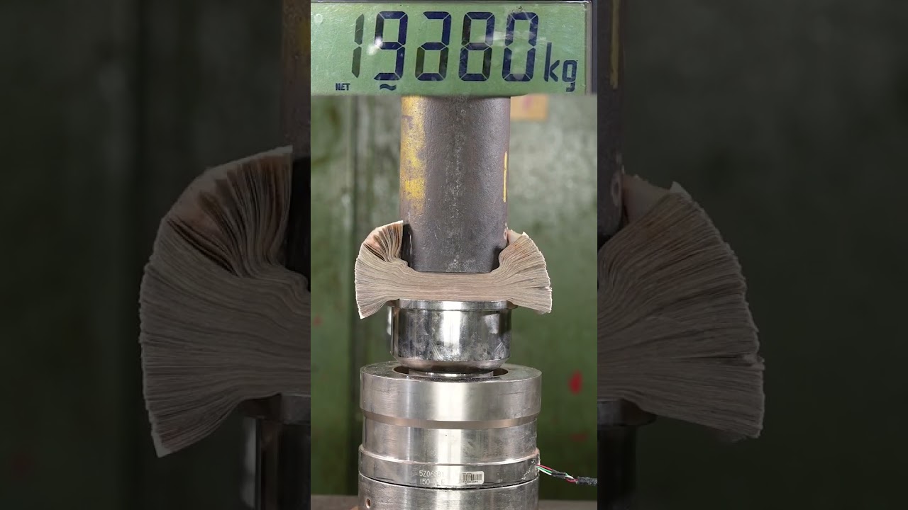 How strong is money? 😱🫣 #realmoney #hydraulicpress #crushing #viral