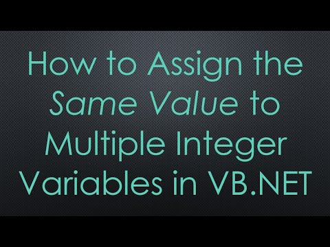 How to Assign the Same Value to Multiple Integer Variables in VB.NET