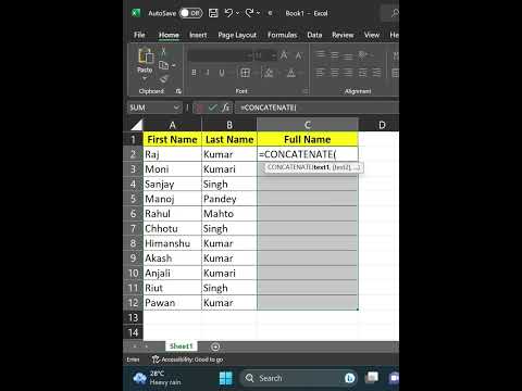 How to convert first and last name to full name in Excel#pc