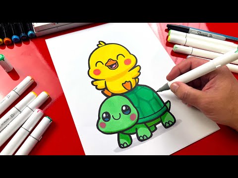 How To Draw A Funny Duck And Turtle