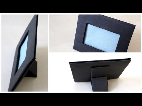How to make photo frame stand/DIY Photo frame with stand using Cardboard/photo frame making at home