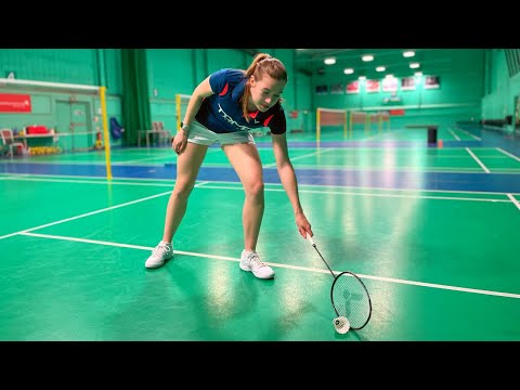 How To Pick A Shuttlecock Up Off The Floor With Your Badminton Racket - 4 EASY steps! #Shorts