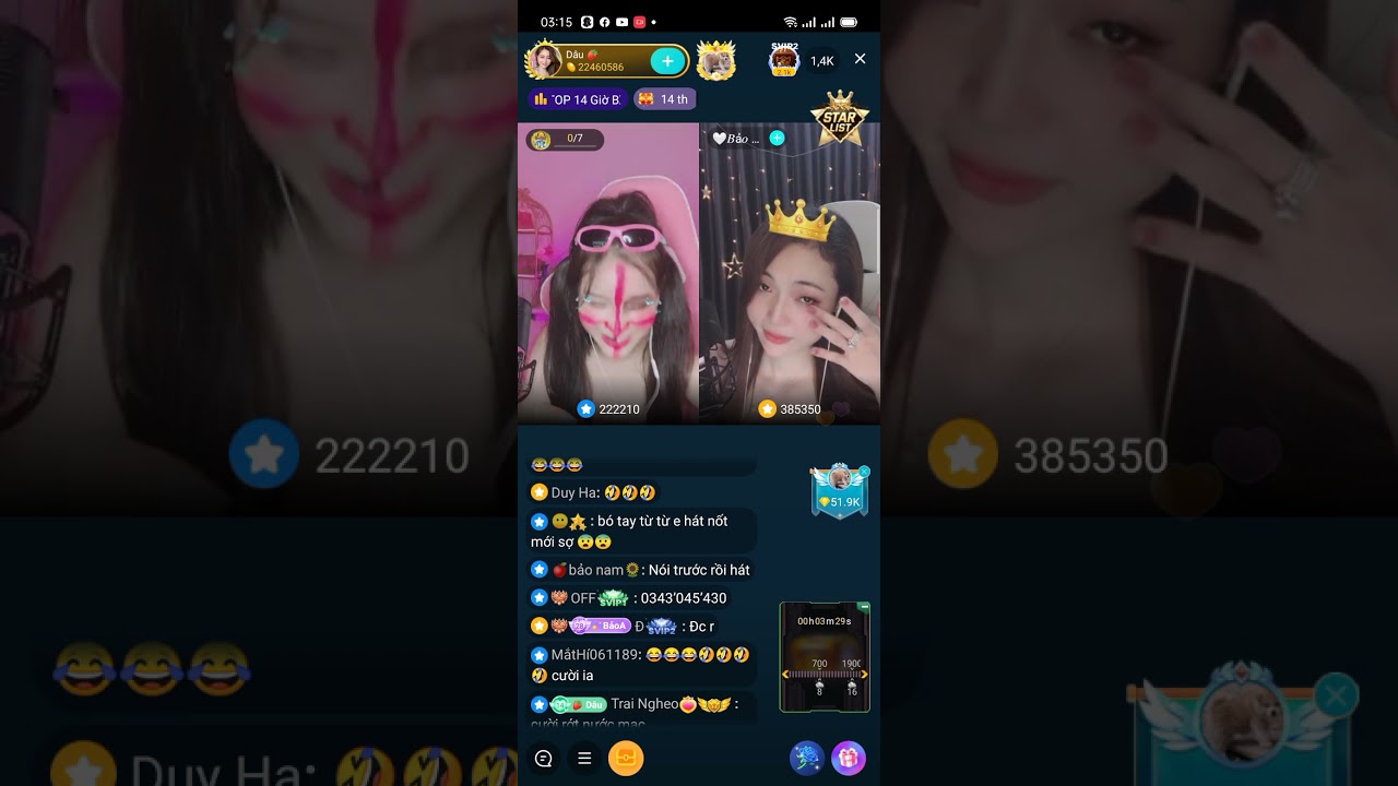 idol bigo live trả kèo pk vào lúc nửa đêm. vui không quạo