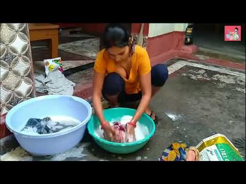 Indian Desi Beautiful Bhabhi Daily Cleaning Hot Sexy Vlog Boobs Nipple Slip 11