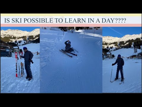 INDIAN TRYING TO LEARN SKI IN ONE DAY IN SWITZERLAND I BEGINNER LEARNS BASIC TURNS OF SKI