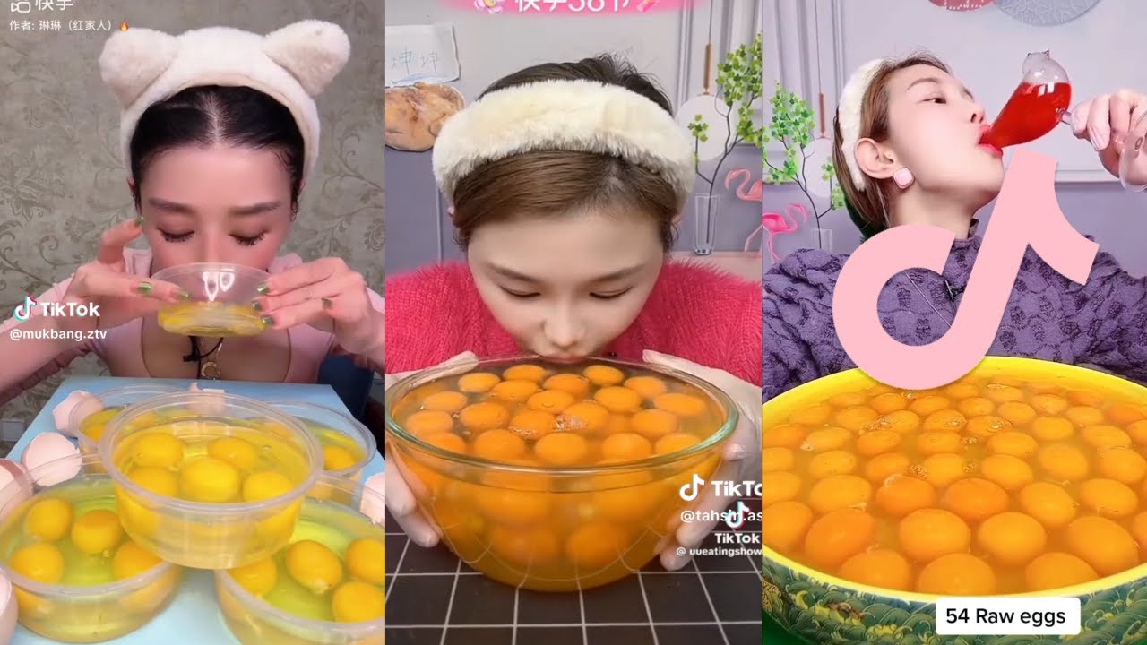 INSANE RAW EGG EATING MUKBANGS | tiktok compilation | #eating #asmr #tiktok #mukbang #chinesefood
