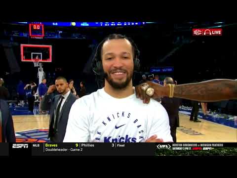 J R  Smith rubbing his championship rings on Jalen Brunson’s shoulder  #nba