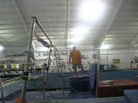 Jennifer Sklenar training slip grip straddle back handstand