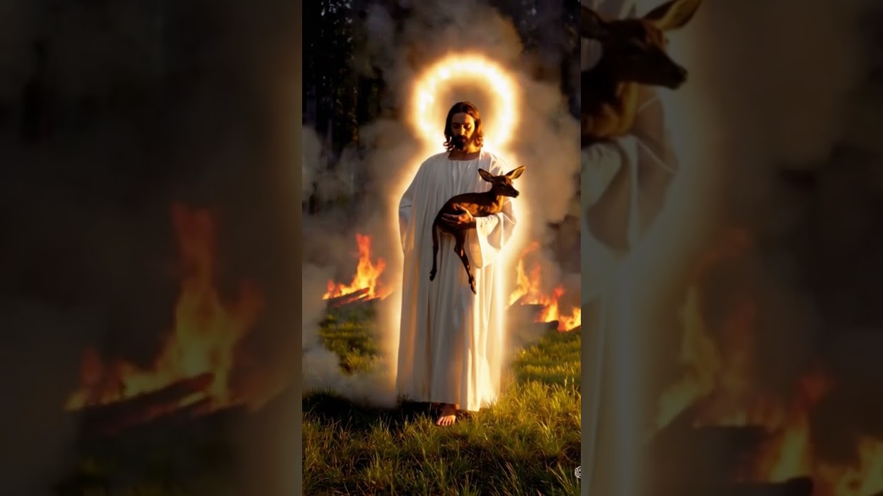 Jesus Rescuing An Animal From Forest Fire #shorts