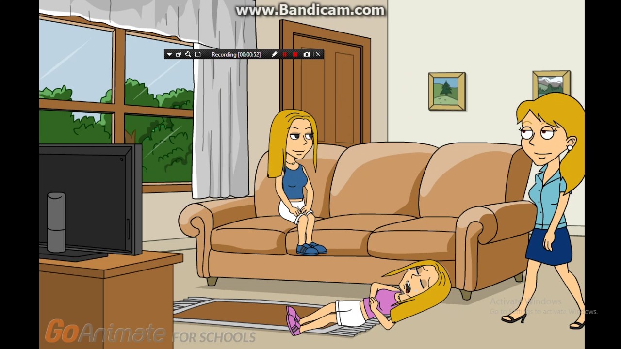 Juliana pushes her twin sister Juliet off the couch and curses to her mom