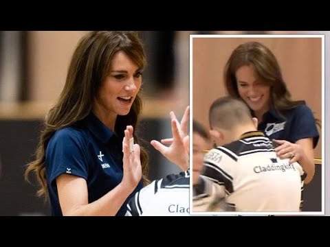Kate Middleton is grabbed from behind and tickled by a VERY cheeky boy- Disability Rugby League