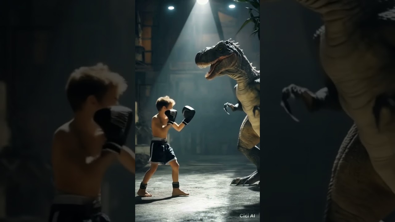 Kick Boxing Kid VS Dinosaur #funny #fighting #cute #fightingkids